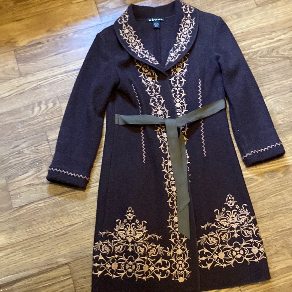 Revue Brown Wool Embroidered Coat